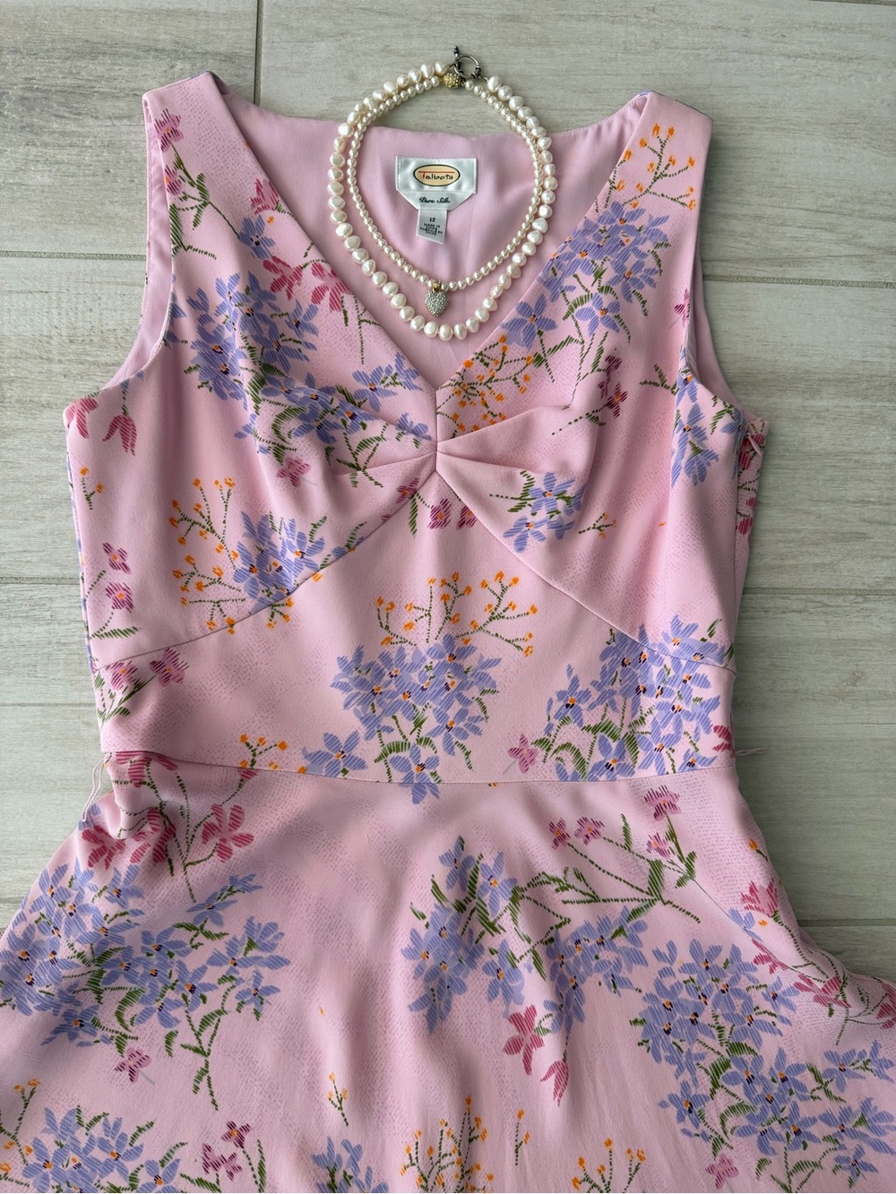 Talbots Pink Floral V-Neck Silk Midi Dress - Picture 3 of 15